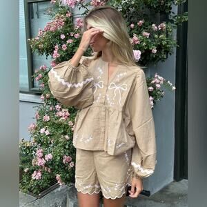 Sissel Edelbo Belma Embroidered Linen Blend Top